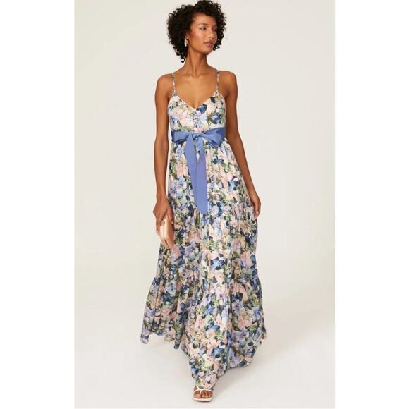 B37 Badgley Mischka Floral Dress Women 0 Cottagecore Coquette Bridgerton Wedding - Picture 1 of 11